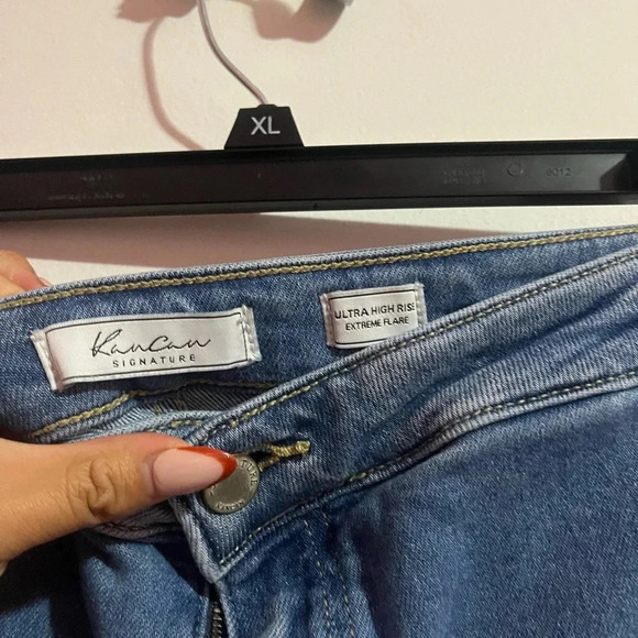 Kancan Jeans Ultra High Rise Extreme Flare Raw Hem - Picture 2 of 3